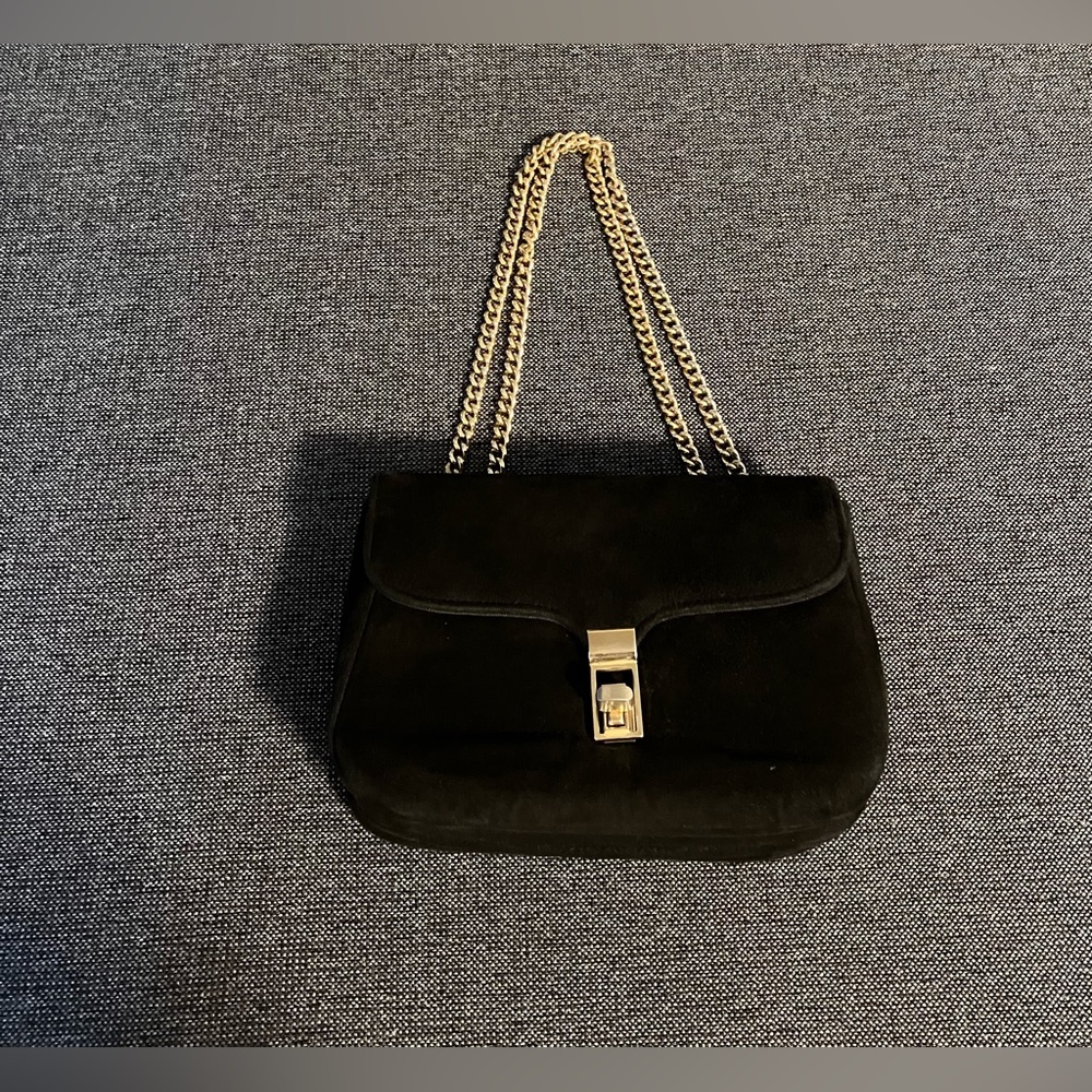 Vintage Sheldon Original Oval Shape Shoulder Bag Double Gold Chain Strap